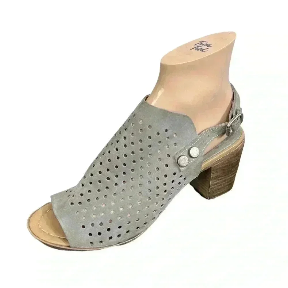 Anthropologie Sophia Milano Suede Perforated Open Toe Shoetie Sandal Siz…